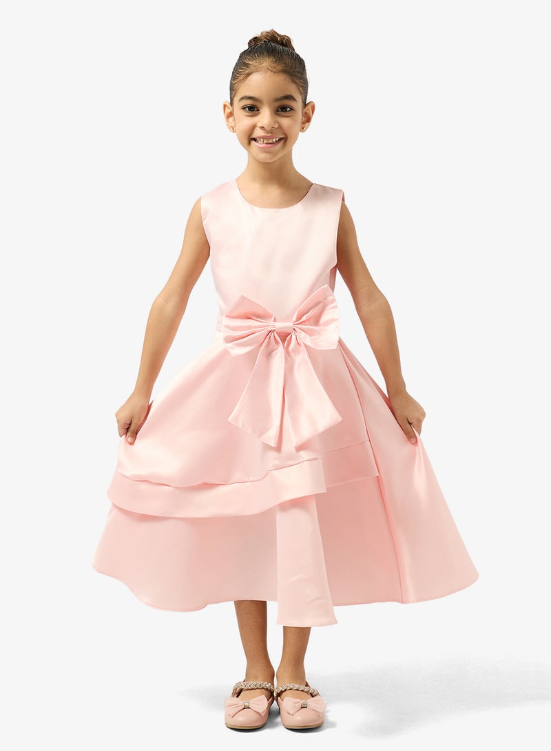 Pinata Pink Bow Tiered Occasion Dress - Image 1